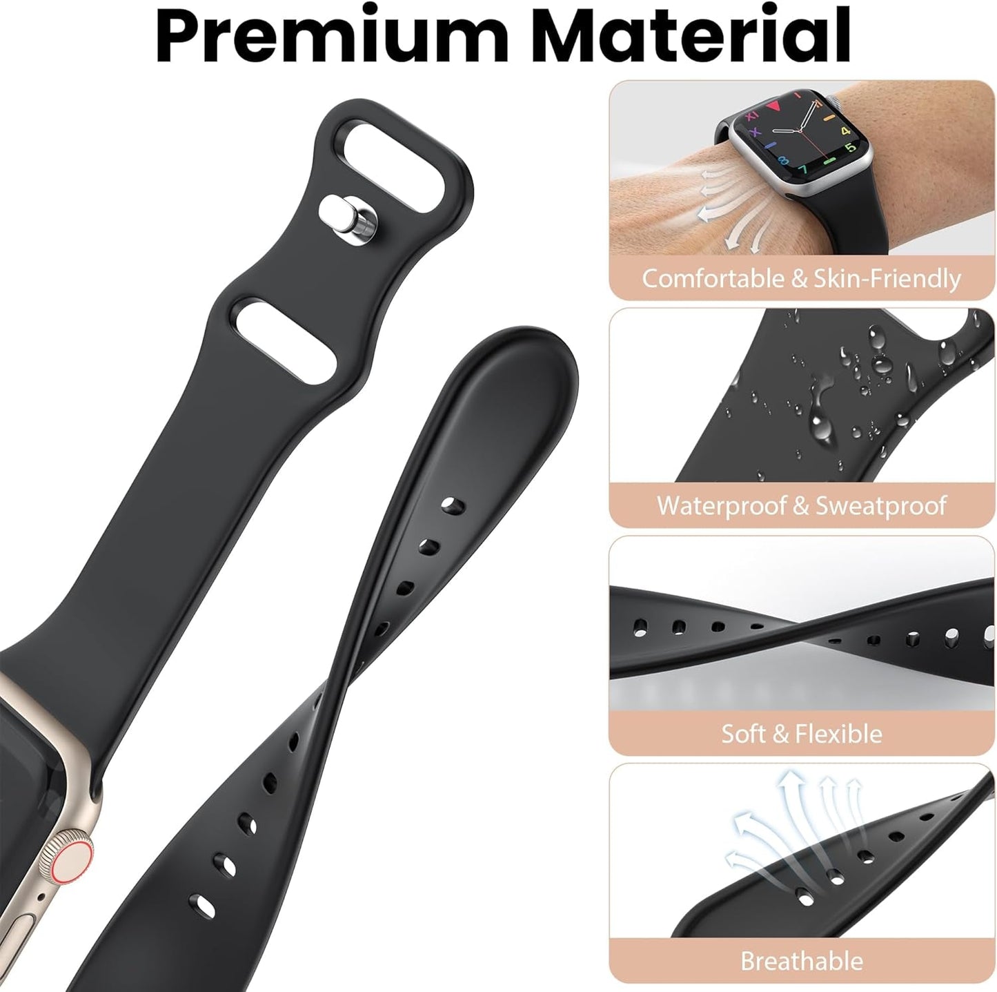 18 Pack Bands Compatible with Apple Watch Band 49Mm 45Mm 44Mm 42Mm 41Mm 40Mm 38Mm for Women Men, Sport Silicone Breathable Replacement Strap for Iwatch Series Ultra 9 8 SE 7 6 5 4 3 2 1