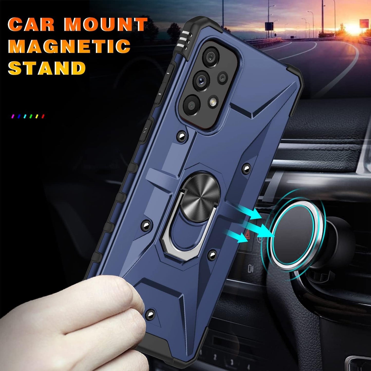 For Galaxy A53 5G Case, Samsung A53 5G Case with Tempered Glass Screen Protector, Military Grade Double Shockproof with Kickstand Protective Case for Samsung Galaxy A53 5G (Blue)