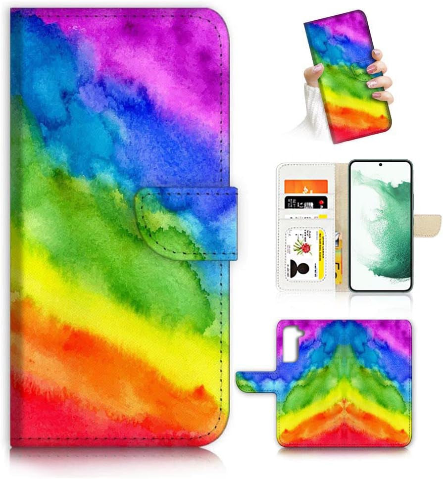 For Samsung S22+, Samsung Galaxy S22 Plus, Art Designed Flip Wallet Style Cover Case Flower Butterfly Dragonfly Full Body Protection AD003 (#24878 Red Gothic Rose S22+)