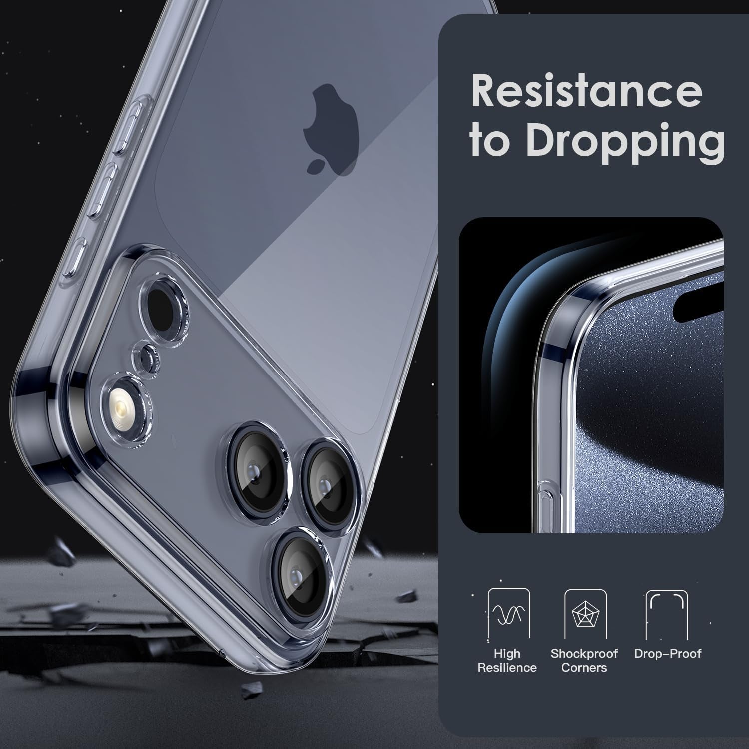 Shamo'S Clear TPU Case for Iphone 17 Pro Max – with Camera Protection, Ultra Slim, Shockproof, Anti-Yellowing, Scratch-Resistant, Wireless Charging Compatible, Enhanced Grip (For Iphone 17 Pro Max)