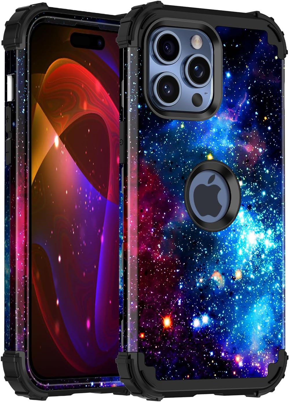 Casetego for Iphone 15 Pro Max Case,Two Layer Heavy Duty Sturdy Shockproof Full Body Rugged Hard Pc+Soft TPU Bumper Protective Girls Cover Case for Apple Iphone 15 Pro Max 6.7 Inch,Black  Casetego Shiny Blue  