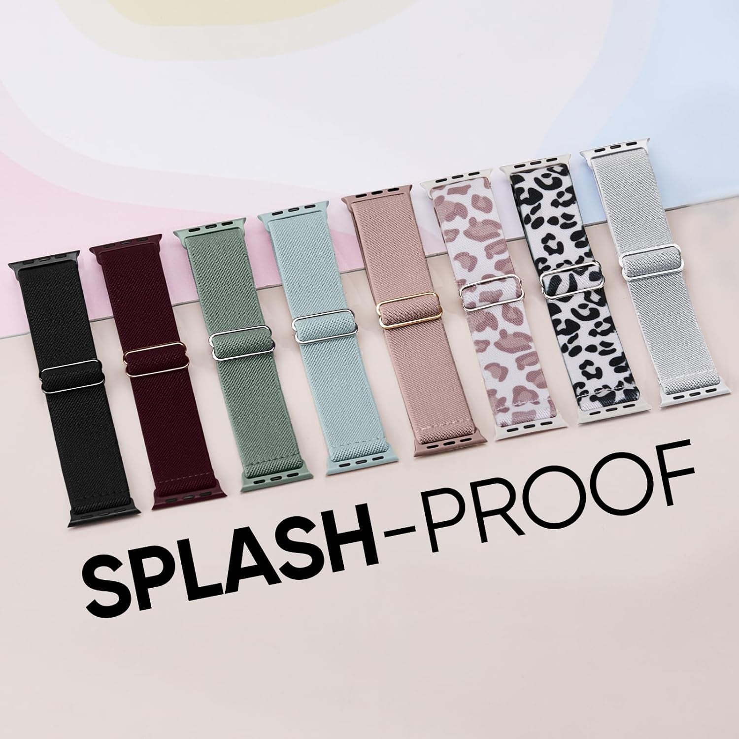 8 Pack Stretchy Solo Loop Compatible with Apple Watch Band 40Mm 41Mm 42Mm 44Mm 45Mm 38Mm 49Mm, Splash-Proof Sweat-Wicking Nylon Elastic Strap Women Men for Iwatch Series 9 8 7 6 5 4 3 SE Ultra 2