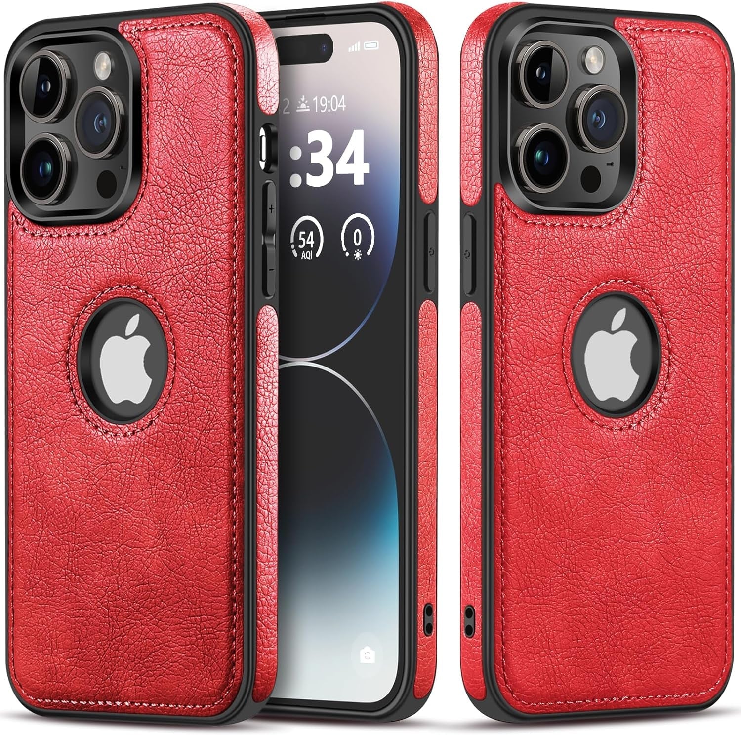 DOGODON Design Compatible with Iphone 15 Pro Case Luxury Leather Business Vintage Slim Non-Slip Soft Grip Shockproof Protective Cover (2023) 6.1 Inch (Brown)  DOGODON Red  