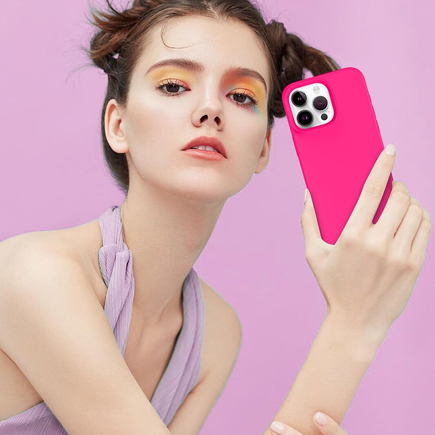 BENTOBEN for Iphone 15 Pro Case, Iphone 15 Pro Phone Case, Soft Silicone Gel Bumper Shockproof Phone Case, Anti-Scratch Protective Case Cover with Microfiber Lining for Iphone 15 Pro 6.1", Hot Pink  BENTOBEN   