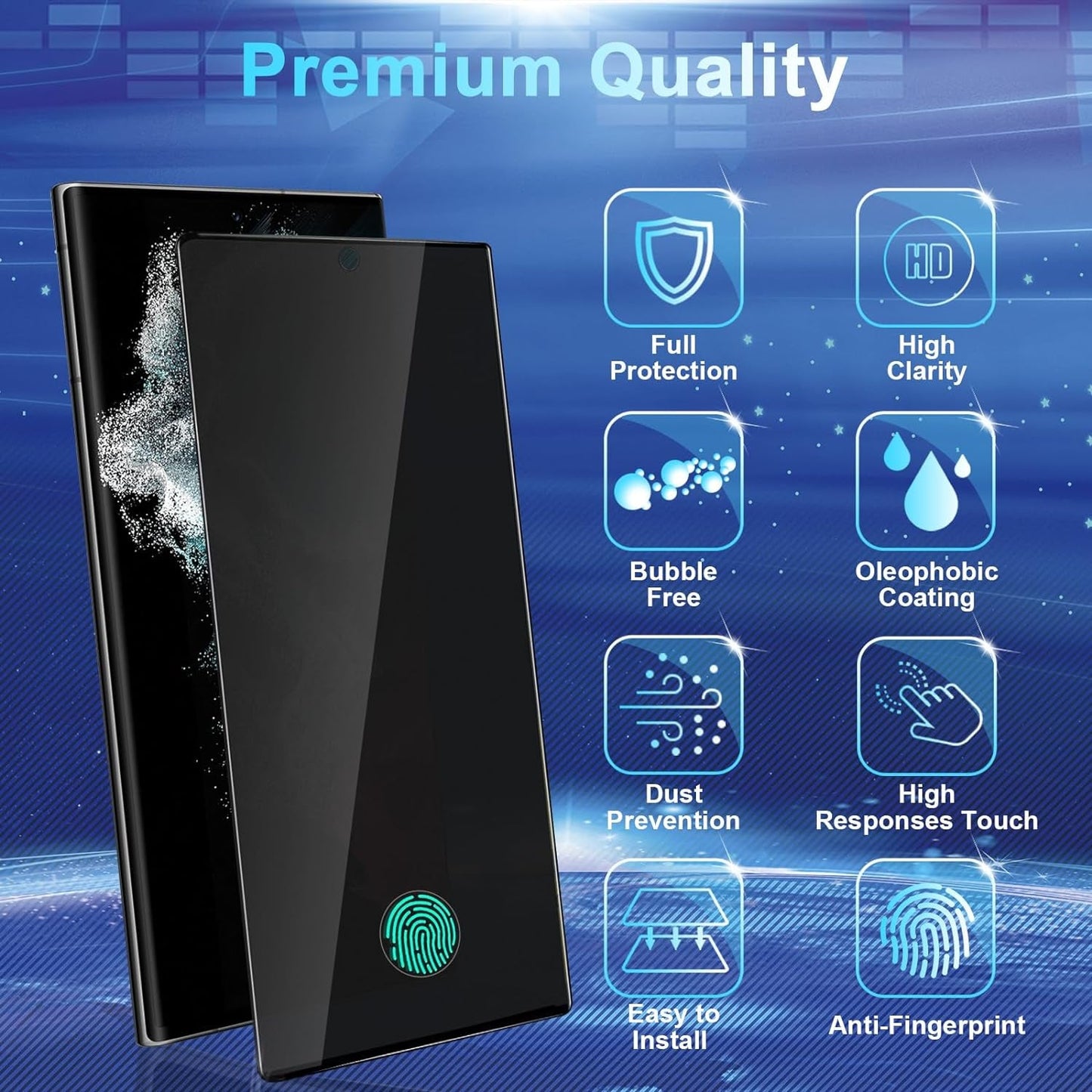 2+2 Pack Galaxy S22 Ultra Privacy Screen Protector - 2 Pack Privacy Film + 2 Pack Camera Lens Tempered Glass, High Clarity Bubble Free, Anti-Spy Protection for Samsung S22 Ultra 5G