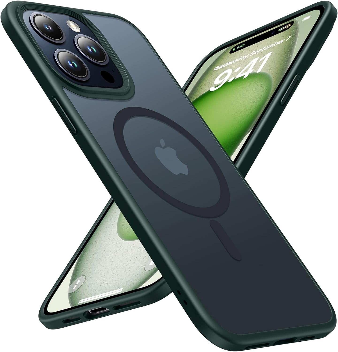 Mgnaooi Magnetic Case for Iphone 15 Pro Max Case [Mil-Grade Drop Tested & Compatible with Magsafe] Translucent Matte Back, Anti-Scratch Shockproof Phone Case for 15 Promax 6.7 Inch, Black  Mgnaooi Green Iphone 15 Pro Max 