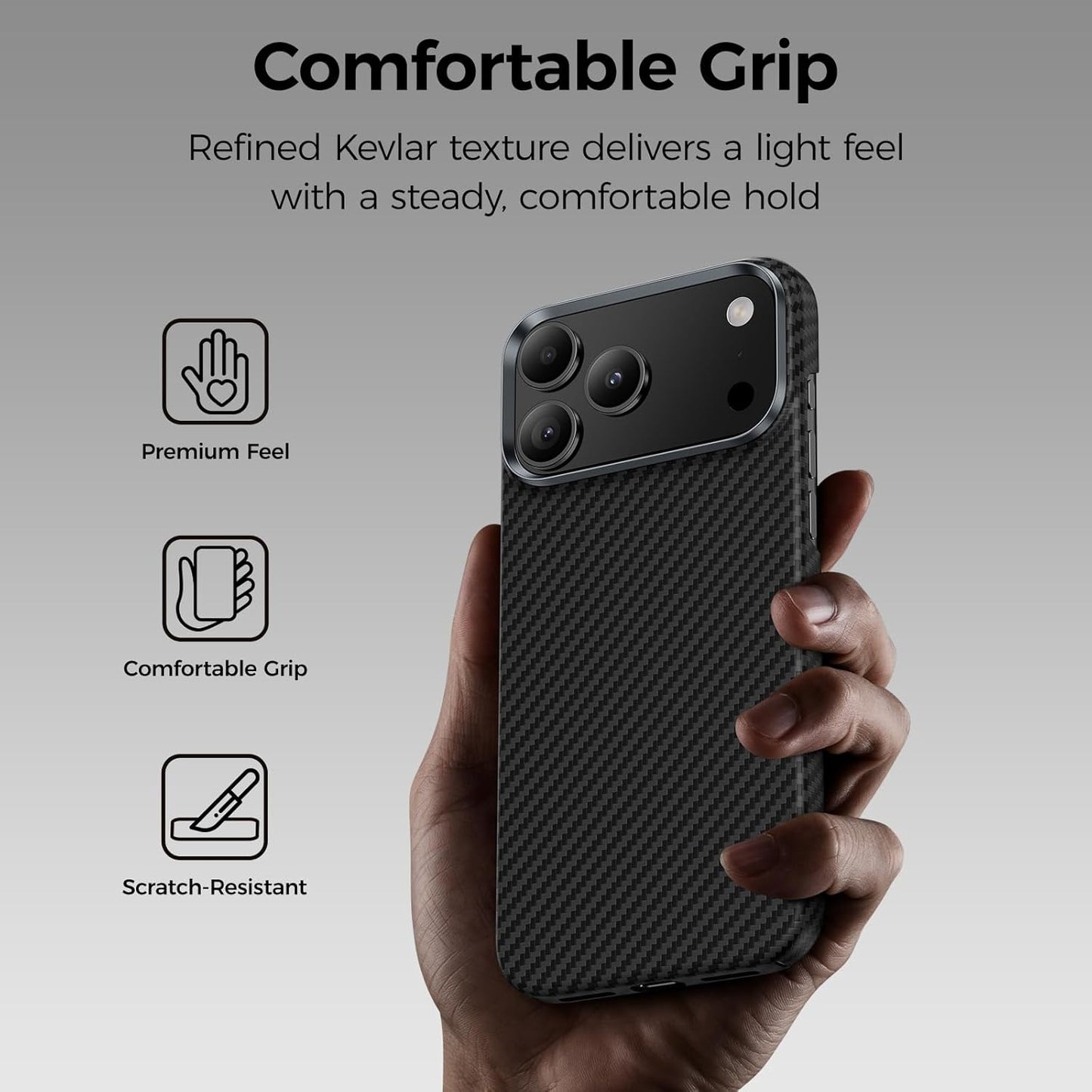 BENKS Armorair Case for Iphone 17 Pro Max, Compatible with Magsafe, Ultra Slim & Lightweight Minimalist Case Built with Dupont Kevlar Aramid Fiber, Black