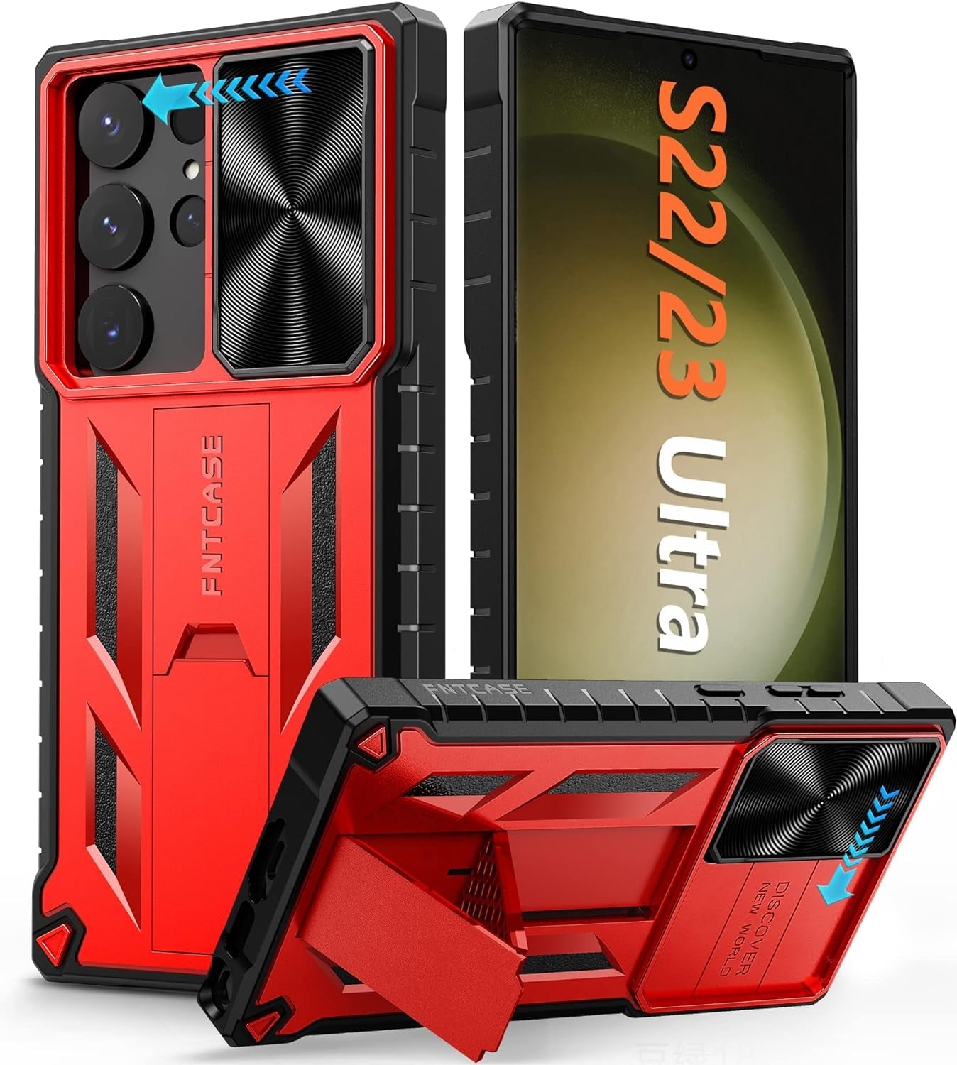 FNTCASE for Samsung Galaxy S23-Ultra Case: S22 Ultra Military Grade Shockproof Protection Mobile Case with Kickstand & Matte Textured Rugged TPU Shell | Drop Proof Protective Phone Cover