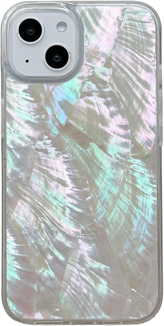 Mother of Pearl Glitter Phone Case for Iphone 12 Pro Max,Bling Shiny Real Seashell Pattern Slim Glossy Sleek Stylish Trendy Protective Shockproof Girls Women Cover(Iphone 12Promax 6.7",White)  Reezaddin   