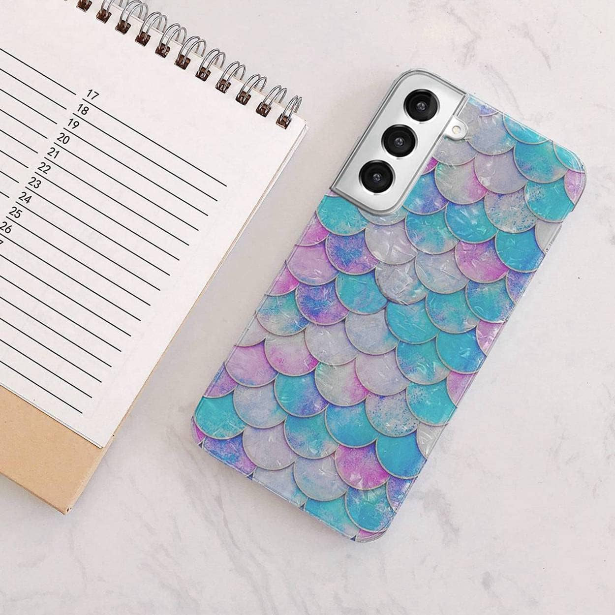 For Samsung Galaxy S22 plus Case for Girl Women Men, Glitter Mother of Pearl Shiny Sparkle Bling Slim Soft TPU Protective Back Phone Case Cover for Galaxy S22+ 6.6,Cute Pink Blue Mermaid Tail