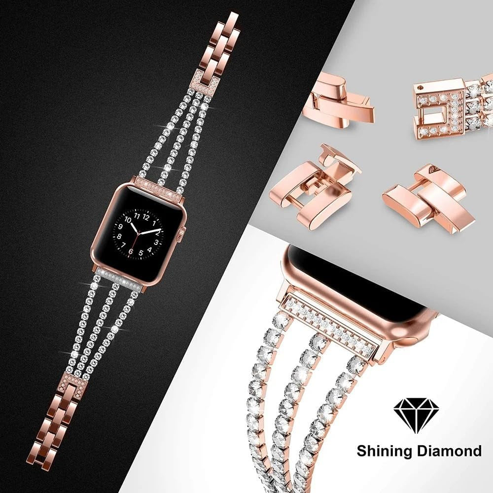 Diamond Strap for Apple Watch Ultra Band 49Mm 45Mm 41Mm 44Mm 40Mm 42Mm 38Mm Women Metal Bracelet Iwatch Series 8 6 5 4 3 Se 7