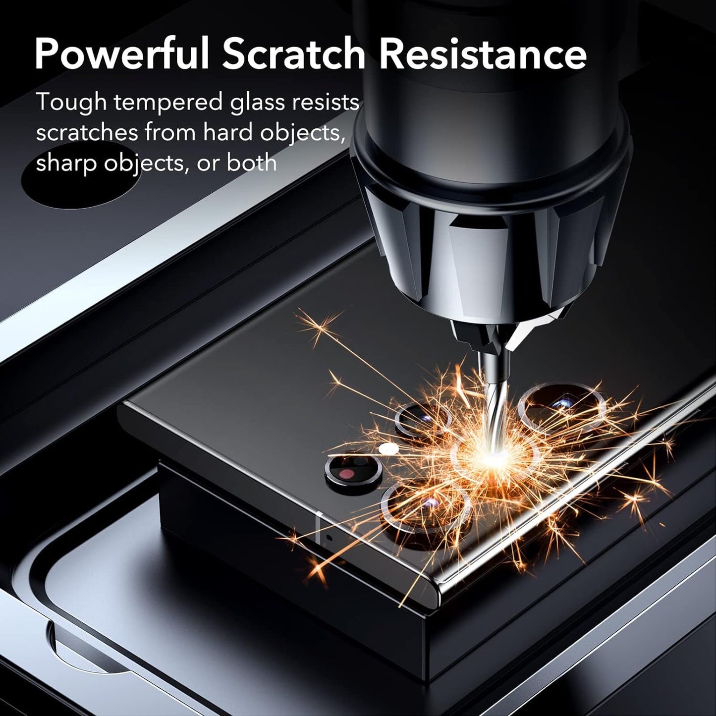 ESR for Samsung Galaxy S23 Ultra Camera Lens Protector, Scratch-Resistant HD Clarity Ultra-Thin 9H Tempered Glass with Aluminum Edging, Individual Metal Lens Cover, Case Friendly, 1 Set, Black