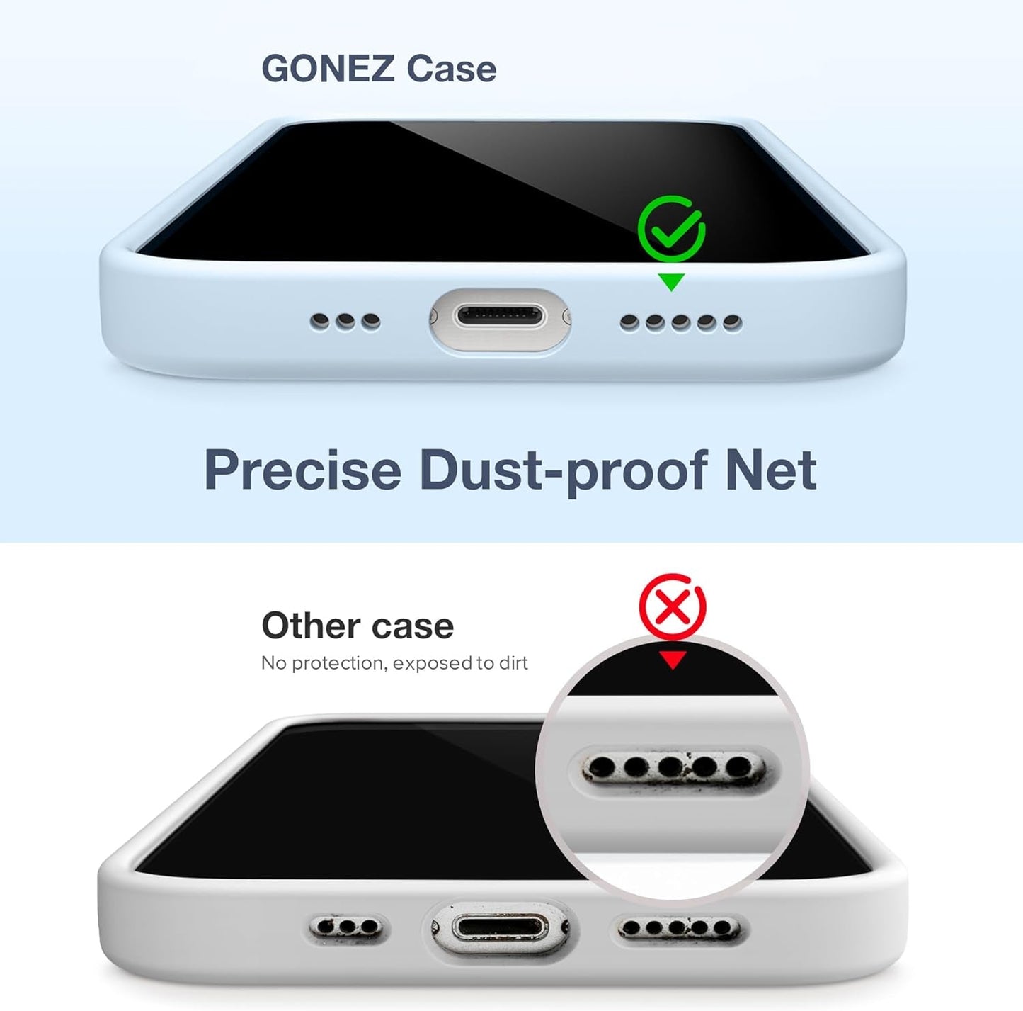 GONEZ for Iphone 14 Pro Case, with 2 Pack Screen Protector + 2 Pack Camera Lens Protector, Soft Anti-Scratch Microfiber Lining, Shockproof Protective Liquid Silicone Phone Cover 6.1'', Blue  GONEZ   