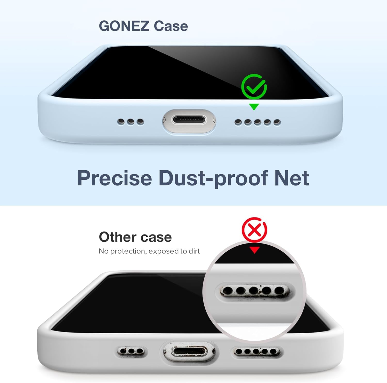 GONEZ for Iphone 14 Pro Case, with 2 Pack Screen Protector + 2 Pack Camera Lens Protector, Soft Anti-Scratch Microfiber Lining, Shockproof Protective Liquid Silicone Phone Cover 6.1'', Blue  GONEZ   