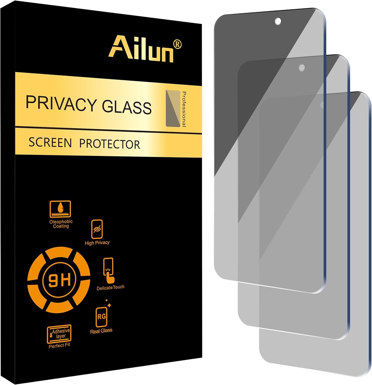 Ailun 3 Pack for Iphone 17 Pro Privacy Screen Protector [6.3 Inch] with Installation Frame, anti Spy Private Tempered Glass Anti-Scratch Case Friendly