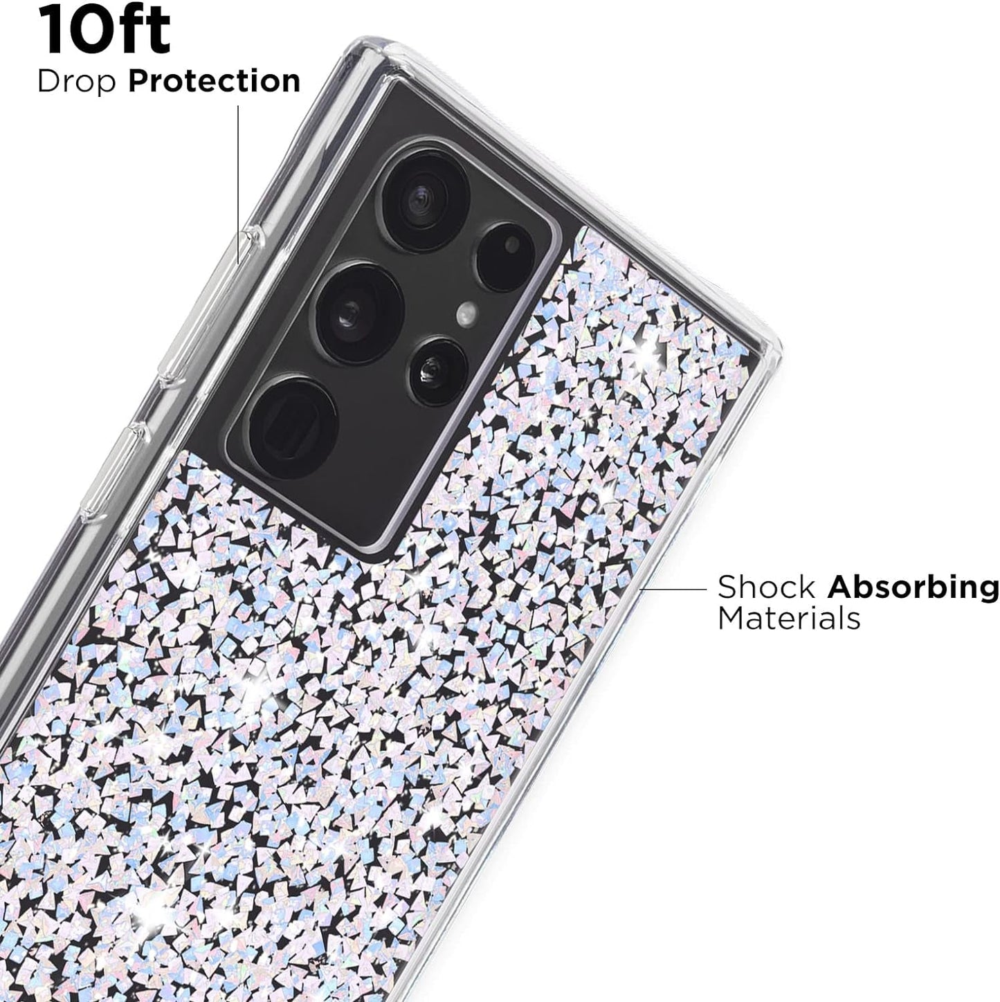 Case-Mate - TWINKLE - Case for Samsung Galaxy S22 Ultra - Reflective Foil Elements - 10 Ft Drop Protection - 6.8 Inch - Stardust