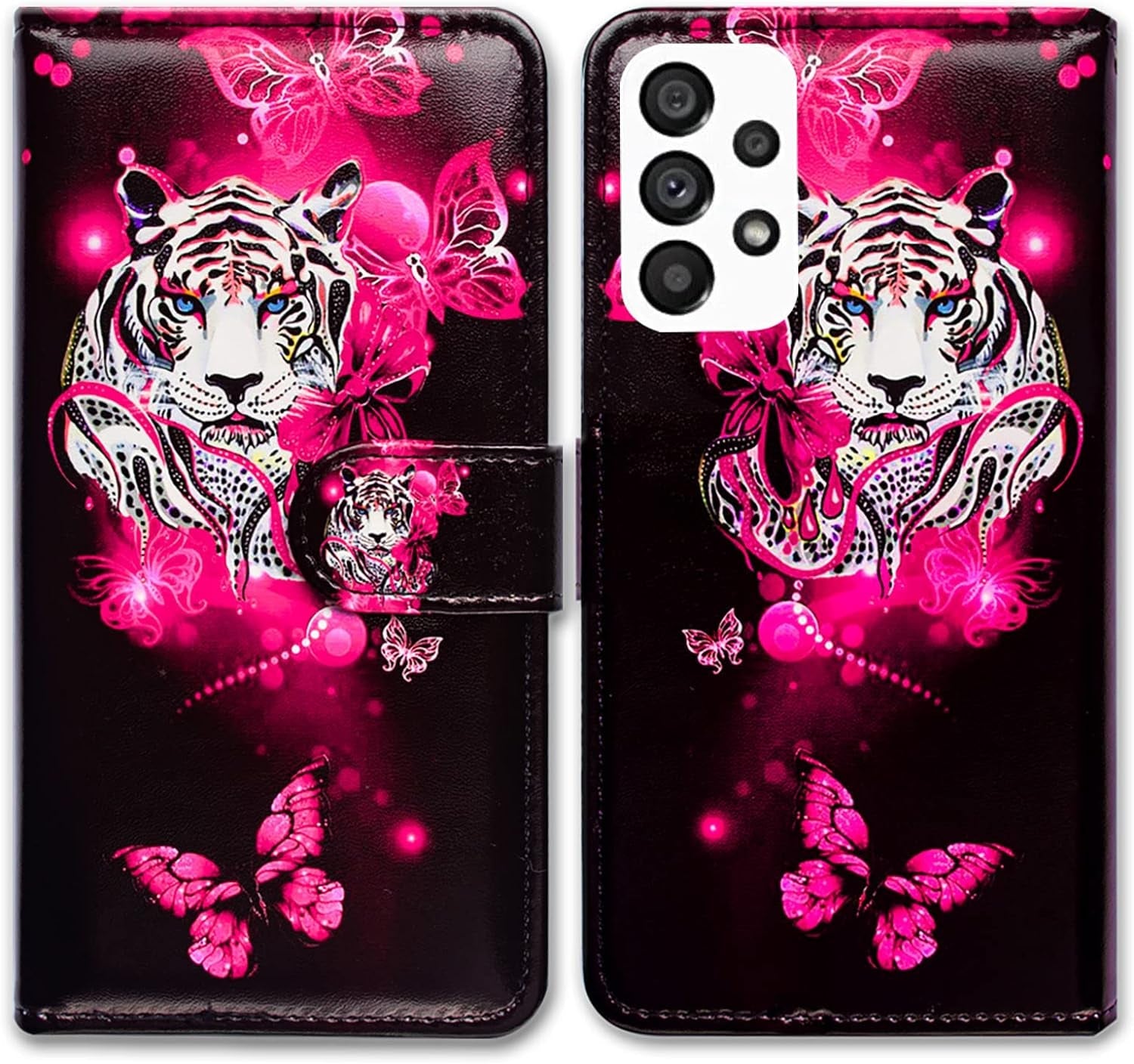 Bcov Galaxy A53 Case, Black Bird Green Leather Flip Phone Case Wallet Cover with Card Slot Holder Kickstand for Samsung Galaxy A53 5G