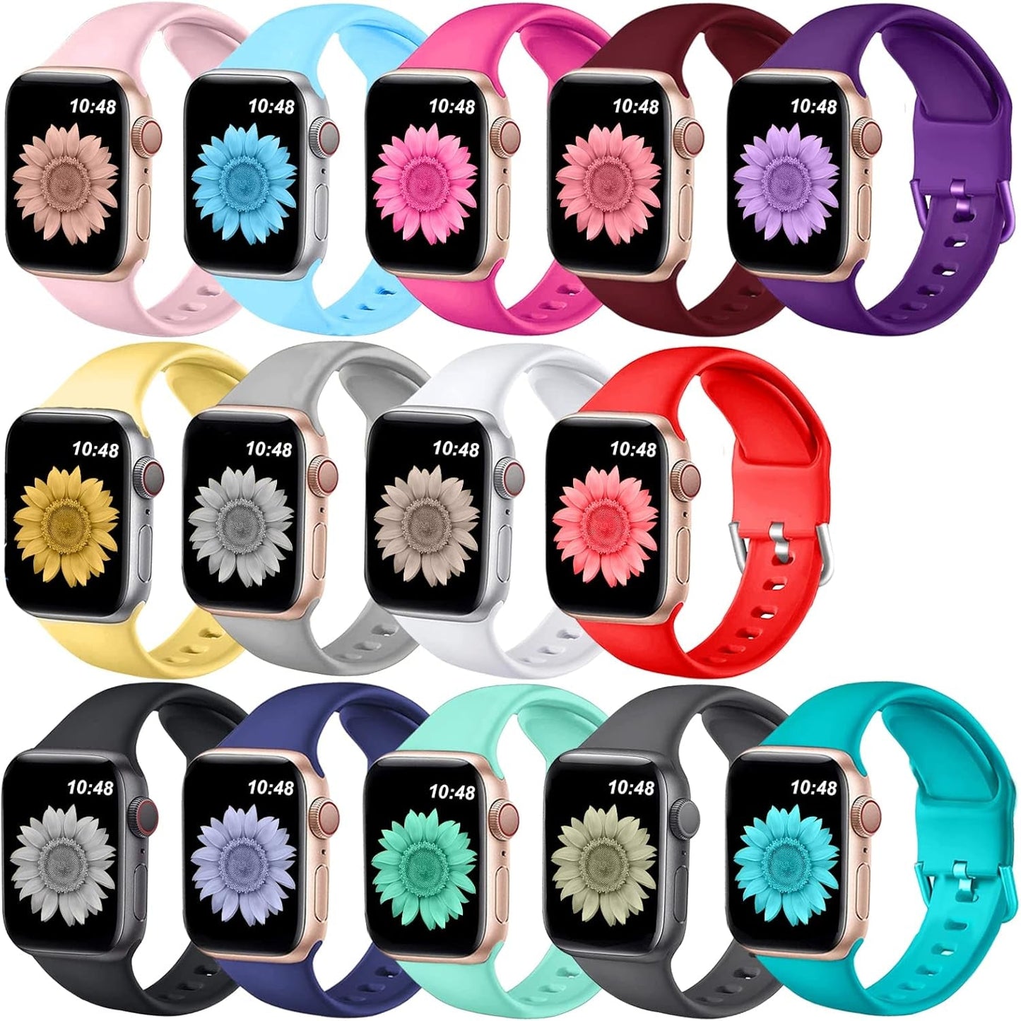 14Pack Compatible with Apple Watch Band 38Mm 40Mm 41Mm 42Mm 44Mm 45Mm 49Mm, Soft Silicone Sport Replacement Strap for Iwatch Series Ultra 9 8 7 6 5 4 3 2 1 SE, Women Men