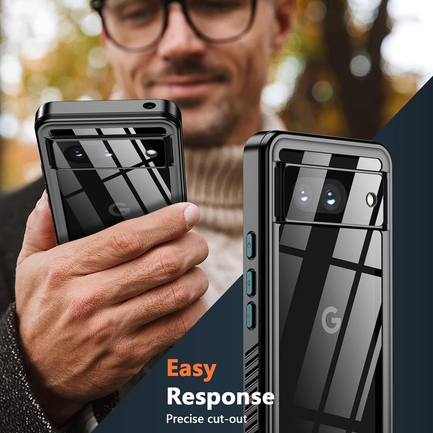 ANTSHARE for Google Pixel 8 Case, Pixel 8 5G Phone Case IP68 Waterproof with Built-In Screen Protector, Full Body Sealed Heavy Duty Shockproof Dustproof Snowproof Clear Case for Pixel 8 - Black  ANTSHARE   