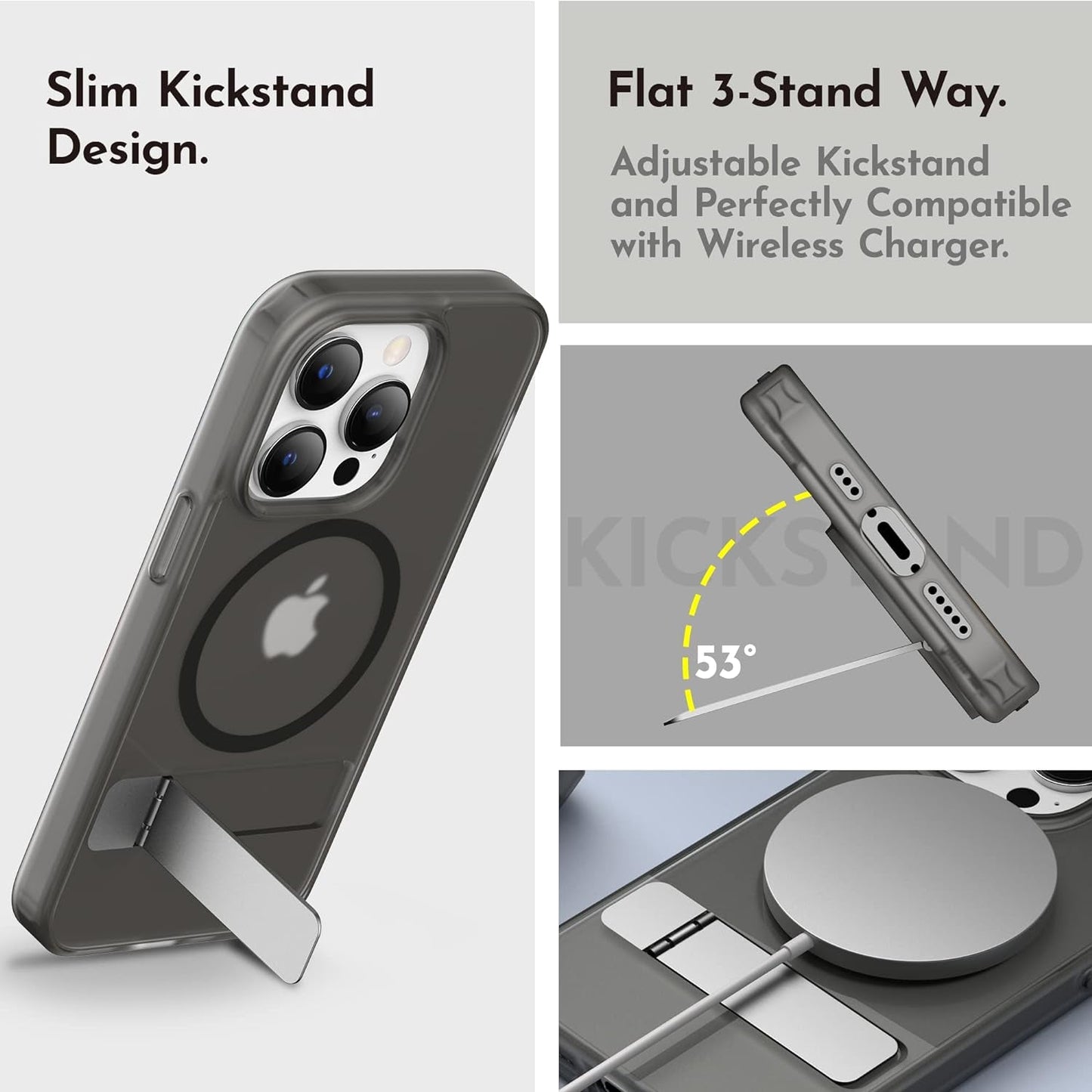 Niunisi Magnetic Case for Iphone 14 Pro Case 6.1-Inch (2022), Slim Kickstand with Screen Protector Compatible with Magsafe Shockproof Translucent Matte Cases Phone Case Cover, Black  Niunisi   