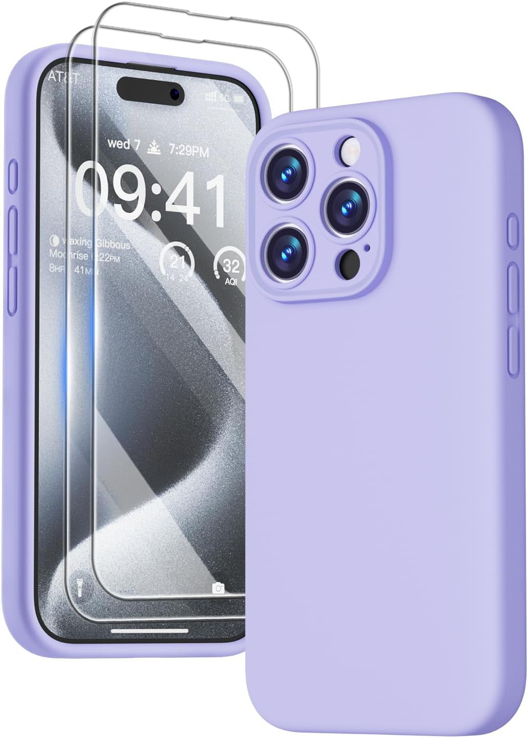 GOODVISH Compatible with Iphone 15 Pro Case, Silicone Upgraded [Enhanced Camera Protection] Phone Case with [2 Screen Protectors], Soft Anti-Scratch Microfiber Lining Inside, 6.1 Inch, Brown  GOODVISH Violet Iphone 15 Pro, 6.1" 