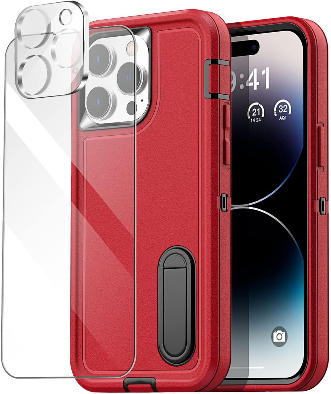 Aicase for Iphone 14 Pro Max Case with Glass Screen Protector+Camera Lens,Heavy Duty Drop Protection Full Body Rugged Shockproof Military Protective Tough Durable Cover for Iphone 14 Pro Max 6.7"_10  AICase   