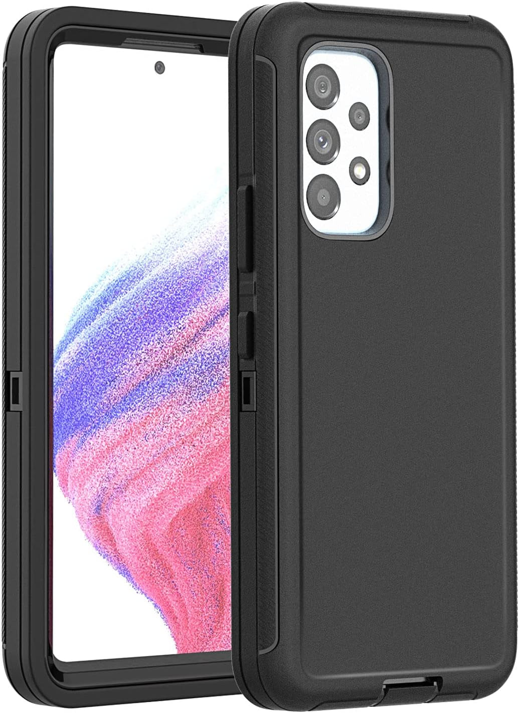 Aicase for Galaxy A53 5G Case, Heavy Duty Drop Protection Full Body Rugged Shockproof/Dust Proof Military Protective Tough Durable Phone Cover for Samsung Galaxy A53 5G (Black/Belt Clip)