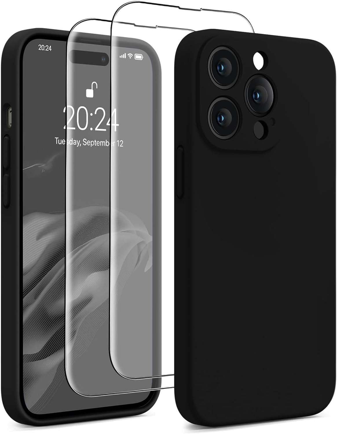 AOTESIER for Iphone 14 Pro Max Case, [Stronger Camera Protection] Silicone Iphone 14 Pro Max Phone Case with [2 Screen Protectors], Shockproof Anti-Scratch Lining Protective Cover, 6.7", Black  AOTESIER   