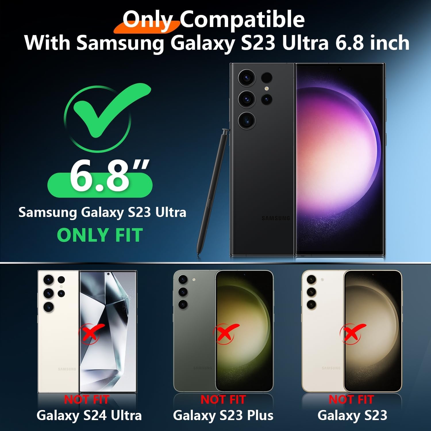 2024 New for Samsung Galaxy S23 Ultra Case Waterproof, [Military Grade Shockproof][Built-In Screen Protector & Glass Camera Protector][Ip68 Underwater][Dustproof][Dropproof] Full Body Phone Case 6.8"