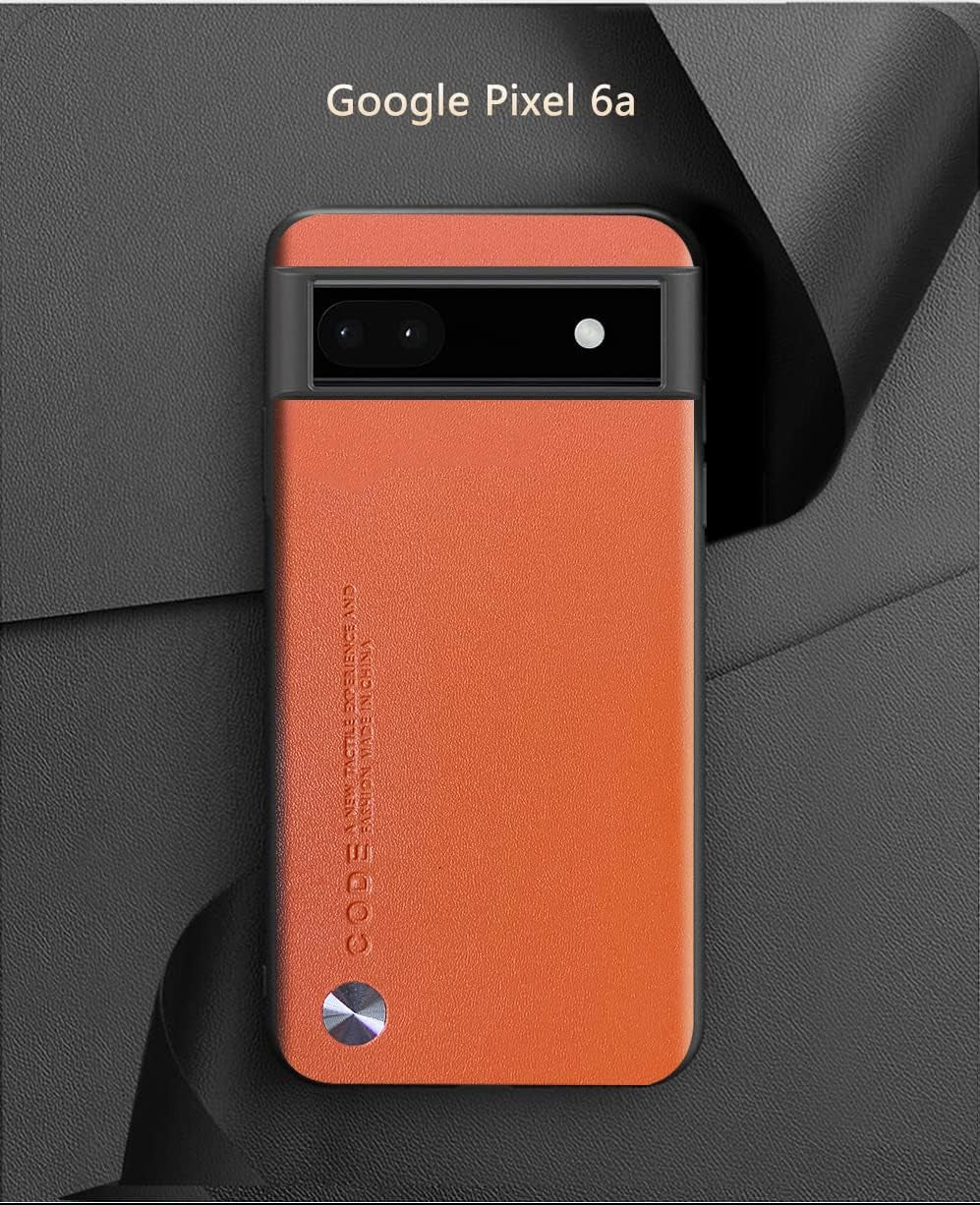 For Google Pixel 6A Case 5G (2022), Soft TPU Artificial Leather Case,Extremely Light Ultra-Light Camera Protection Leather Cover Case for Google Pixel 6A 5G(Orange)  Puxssul   