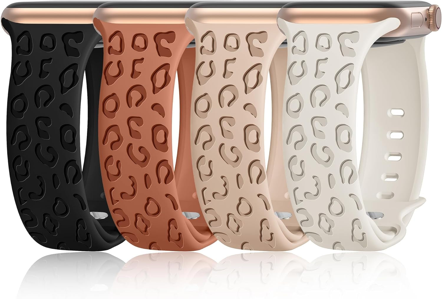 4 Pack Cartoon Engraved Bands Compatible with Apple Watch Band 40Mm 41Mm 38Mm 42Mm 44Mm 45Mm 49Mm Women,Soft Silicone Cute Designer Strap for Iwatch Bands Series SE 8 6 5 4 3 2 1 Ultra