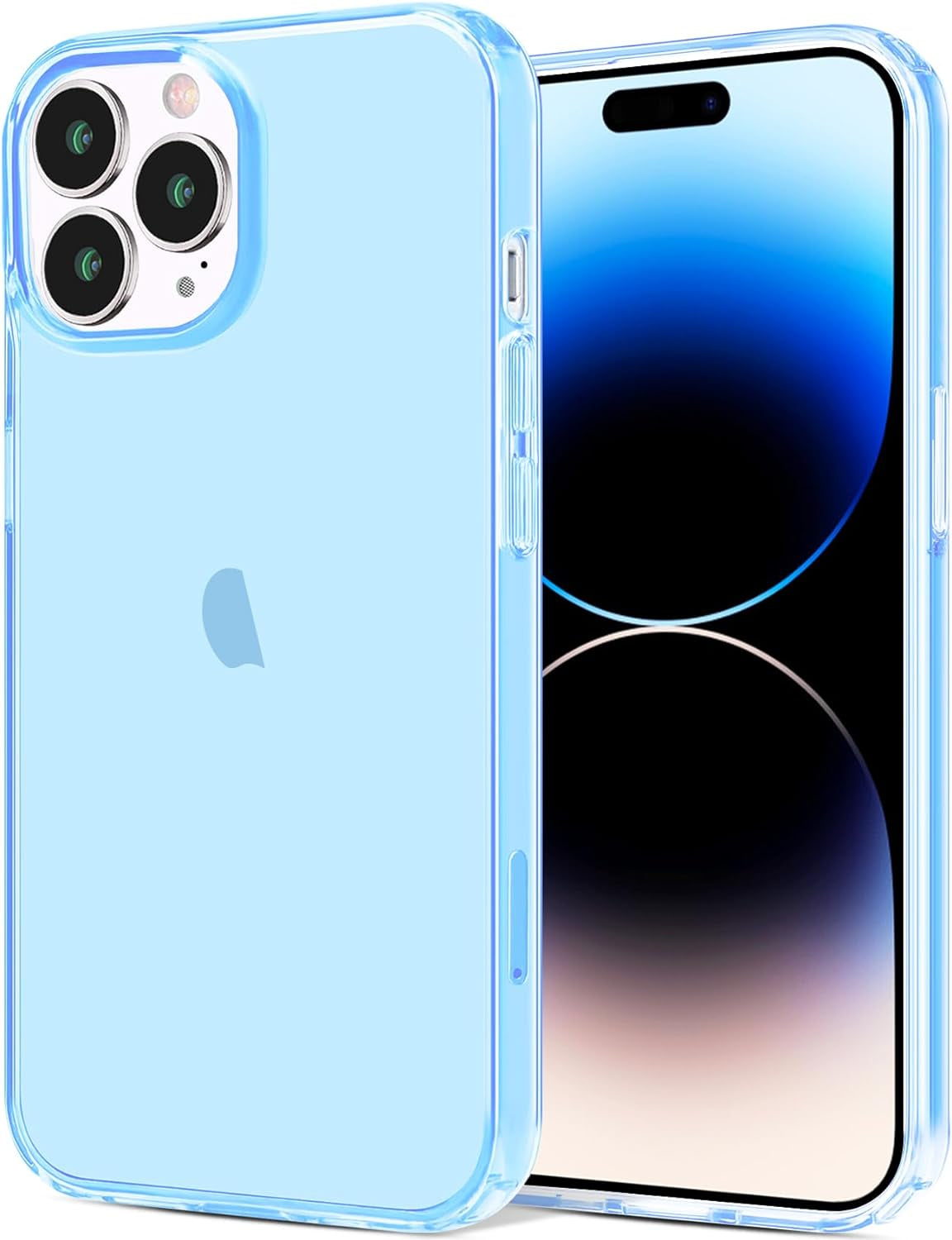 Jjgoo Compatible with Iphone 14 Pro Case, Clear Soft Shockproof Protective Slim Thin Bumper Cover Transparent Phone Case, Translucent Blue  JJGoo Blue  