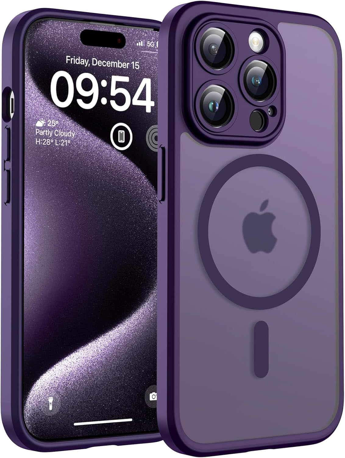 TOCOL for Iphone 17 Pro Case, Compatible with Magsafe, Full Camera Protection, Built-In Magnetic Ring, Drop Protection, Translucent Matte Phone Case for Iphone 17 Pro 6.3 Inch (Black)