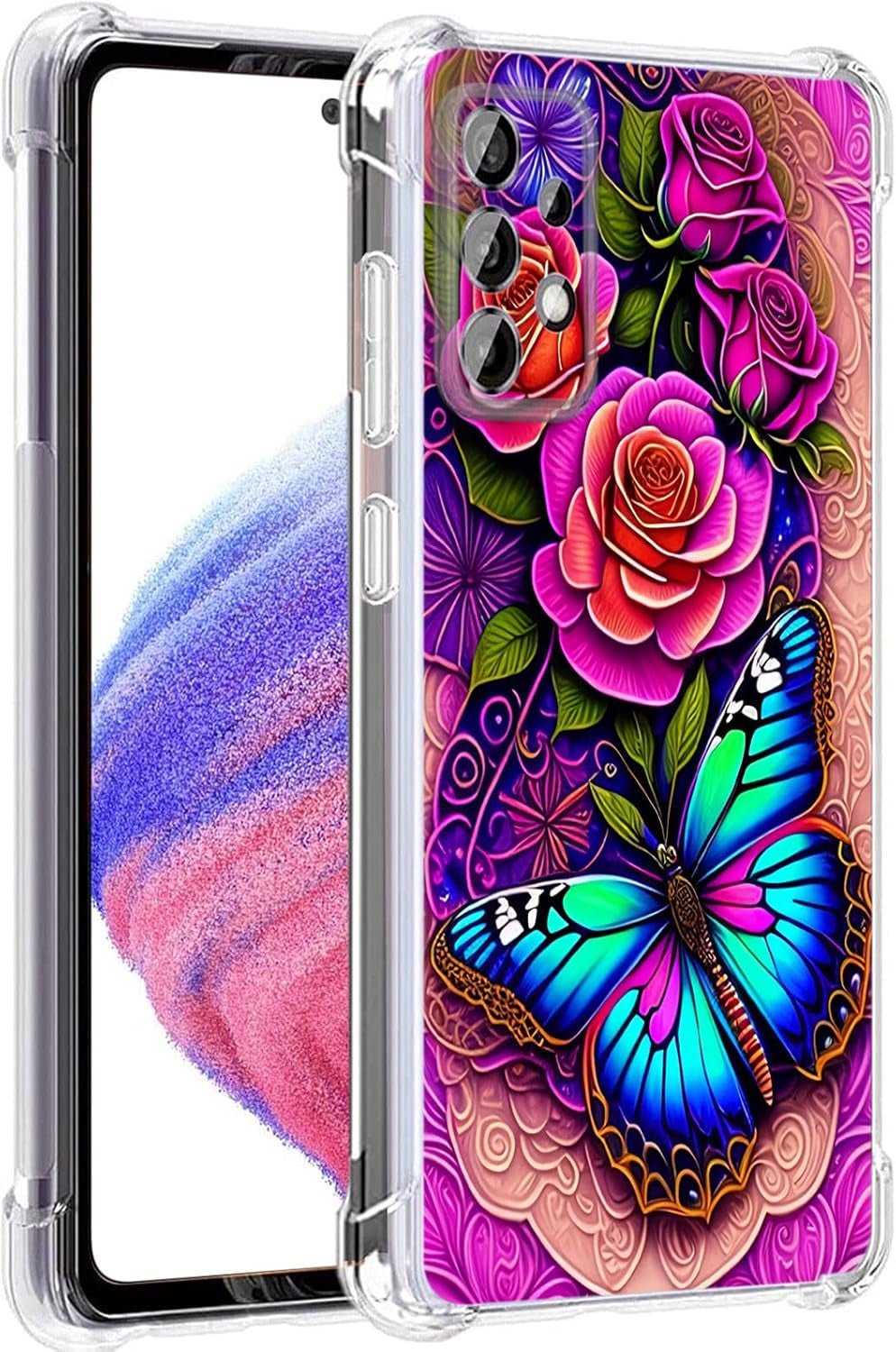 Galaxy A53 5G Case, Plum Blossom Flower Drop Protection Shockproof Case TPU Full Body Protective Scratch-Resistant Cover for Samsung Galaxy A53 5G