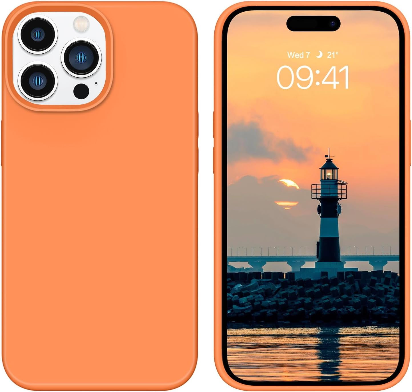 BENTOBEN for Iphone 14 Pro Max Case, Soft Silicone Gel Rubber Bumper Microfiber Lining Hard Back Shockproof Protective Phone Cover for Iphone 14 Pro Max 6.7", Copper Green  BENTOBEN T026-Sunset Orange  