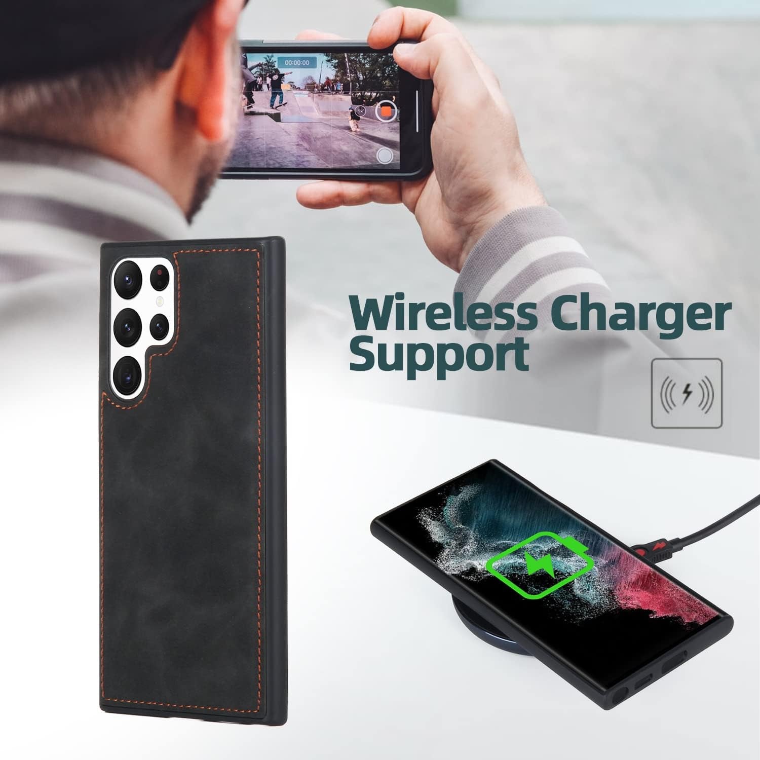 For Samsung Galaxy S22 Ultra Wallet Case with Card Holder & Detachable Magnetic Phone Case, Leather All-Round Protection Wallet Phone Case for Women Men,6.8In,Black