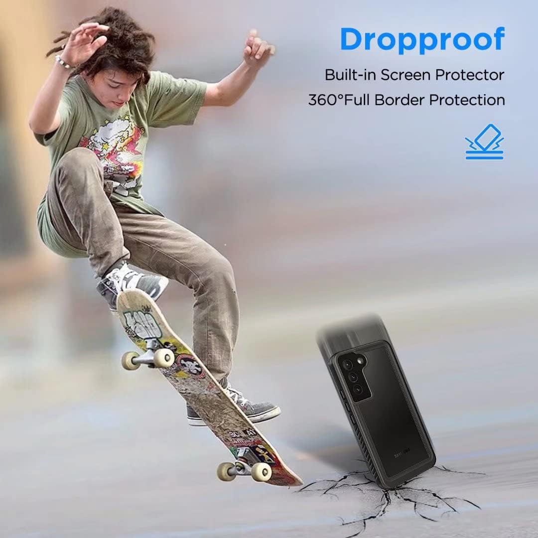 For Samsung Galaxy S22 Case, Waterproof Galaxy S22 Case with Built-In Screen Protector, Shockproof Dustproof Heavy Duty Full Body Protective Case for Samsung Galaxy S22 5G 6.1" 2022 Black