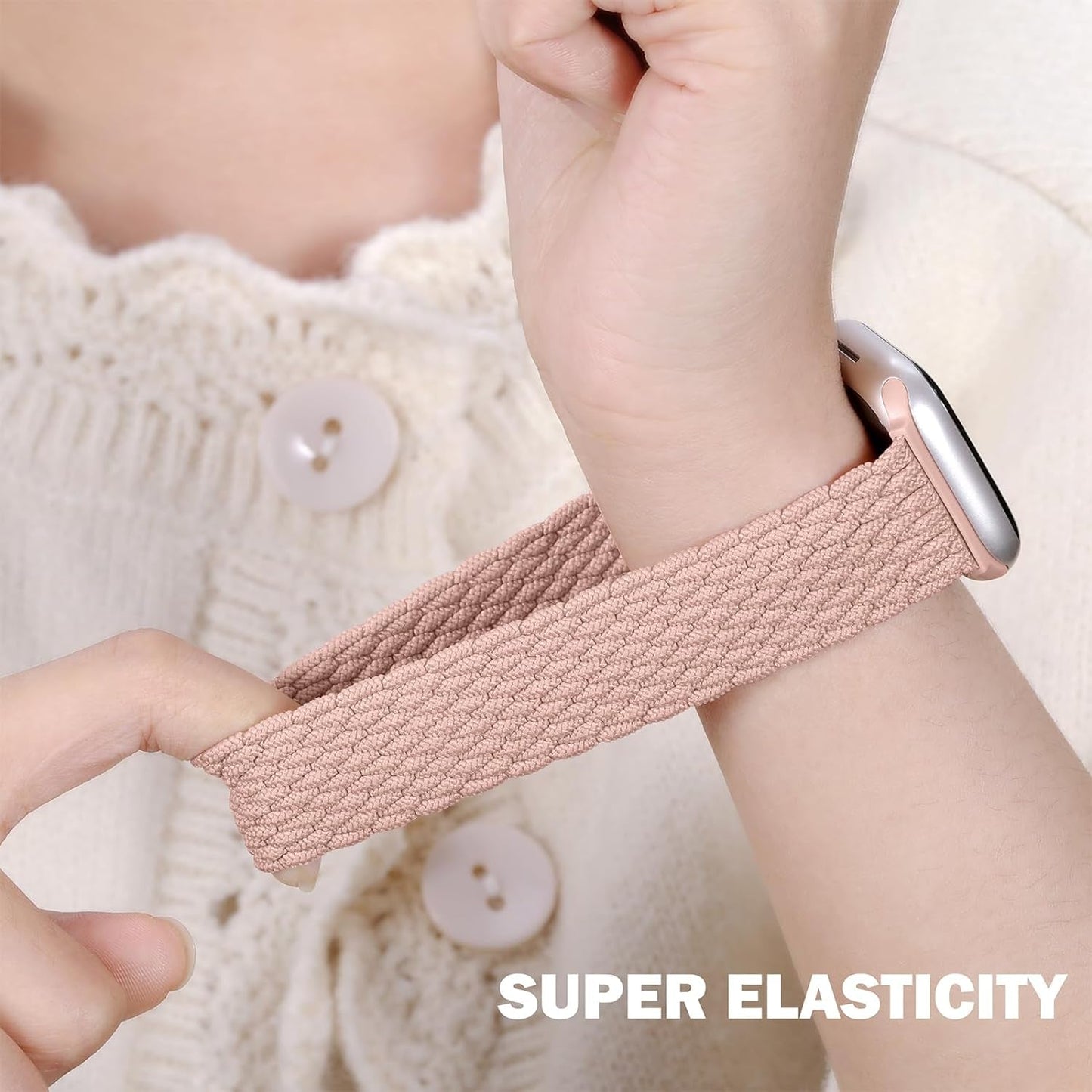 Braided Bands Compatible with Apple Watch Band 38Mm 40Mm 41Mm 42Mm 44Mm 45Mm 49Mm Women Men, Adjustable Stretchy Soft Nylon Strap for Iwatch Series 9 8 7 6 5 4 3 2 1 SE Ultra/Ultra 2