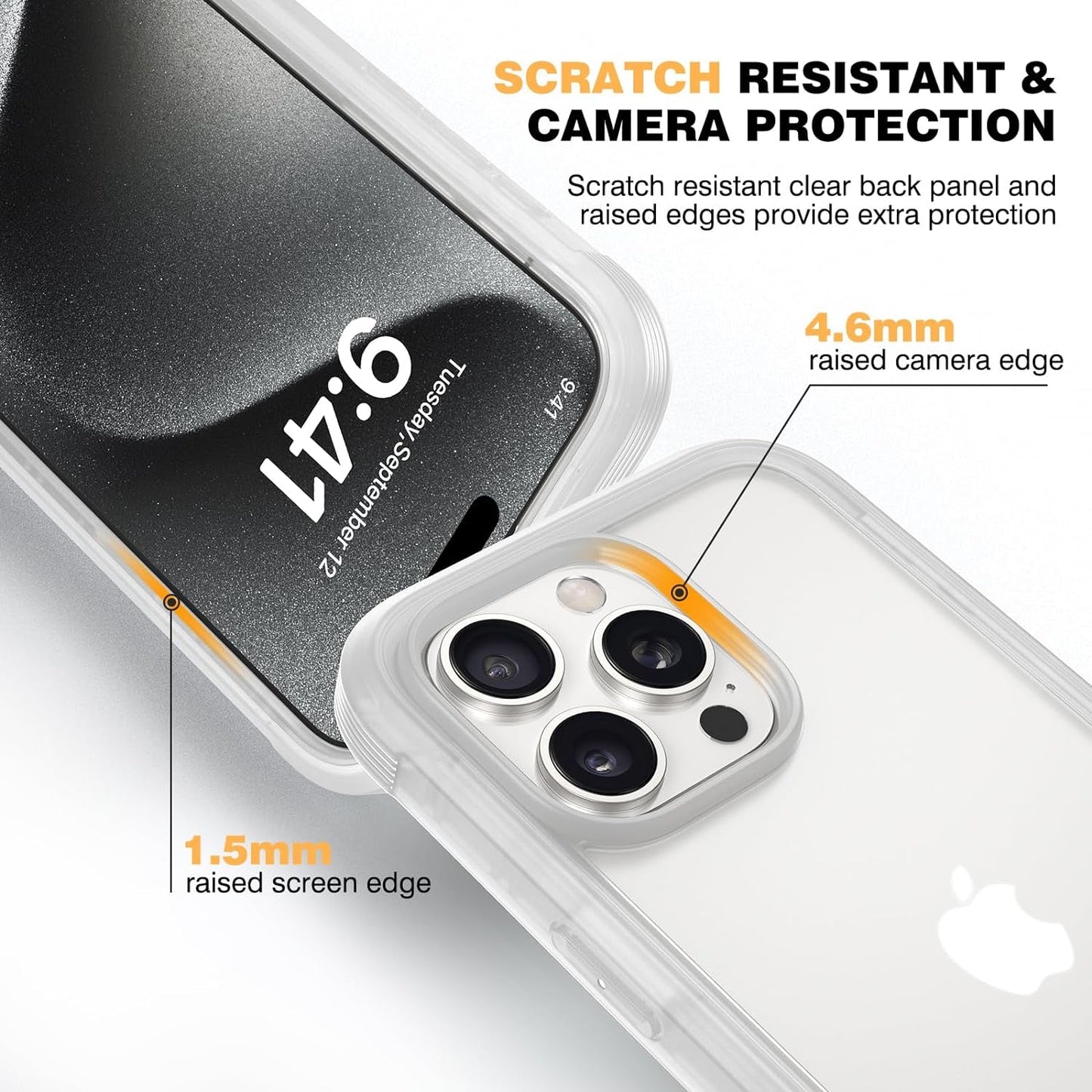 Diaclara Designed for Iphone 15 Pro Case, Full Body Rugged Case with Built-In Touch Sensitive Anti-Scratch Screen Protector, with Camera Lens Protector for Iphone 15 Pro 6.1",Frosted Clear  Diaclara   