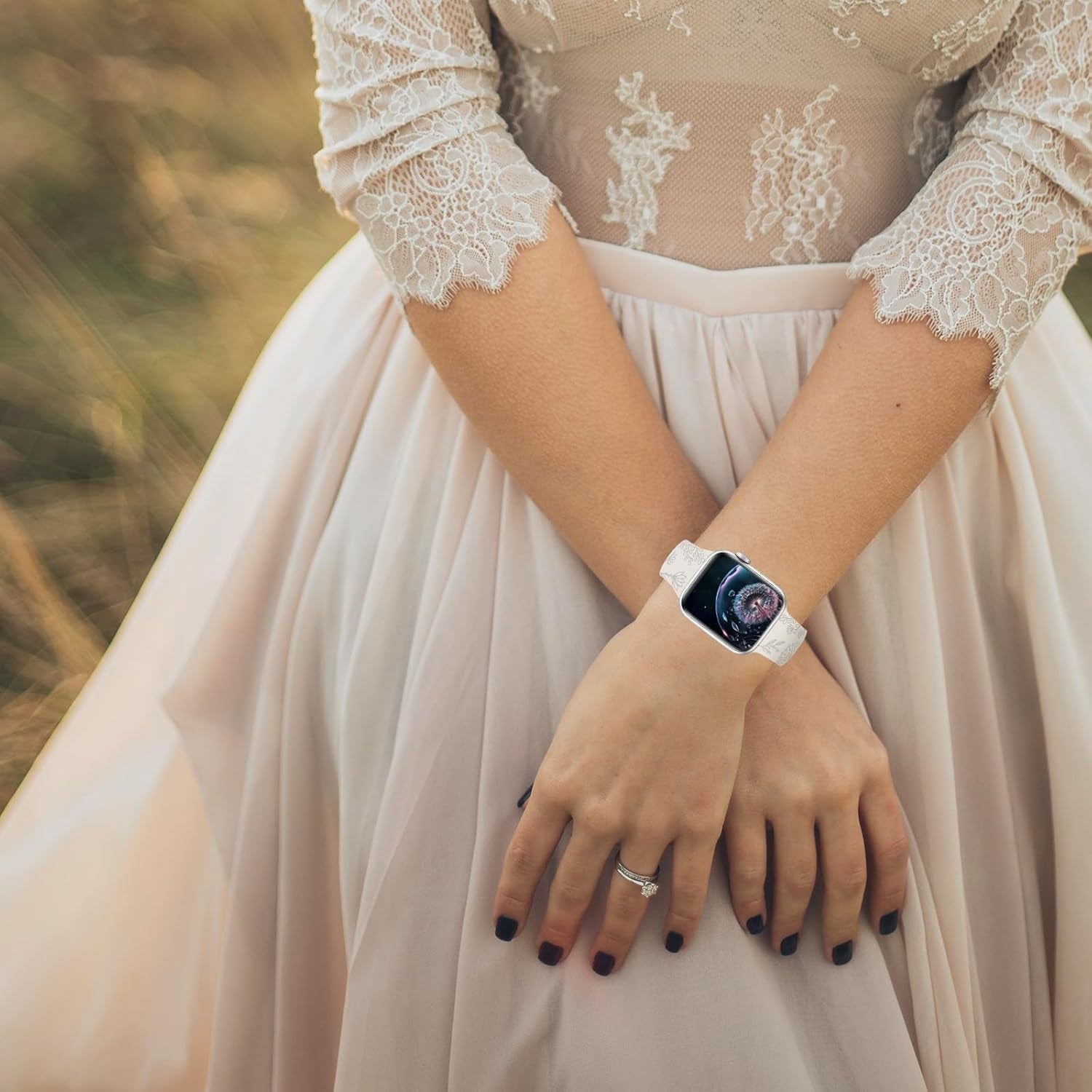 Floral Engraved Sport Bands Compatible with Apple Watch Band 40Mm 41Mm 38Mm 42Mm 44Mm 45Mm 49Mm, Soft Silicone Embossed Cute Wildflowers Sport Laser Strap for Iwatch Series 9 8 7 6 5 4 3 2 1 SE Ultra 2 Ultra Women Men