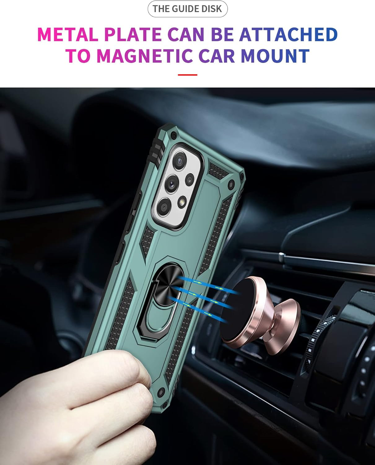 For Samsung Galaxy A53 5G Case with Screen Protector,Ring Kickstand Heavy Duty Protection Dual Layer Military Grade Drop Proof Protective Cover Hard Shell Phone Case for Samsung A53 5G (Green)