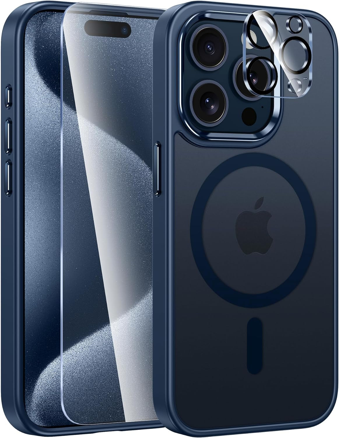 FNTCASE for Iphone 15 Pro Case: Strong Magnetic Slim Translucent Matte Case | Military-Grade Rugged Shockproof Drop Protection & Anti-Fingerprint Lightweight Thin Frosted Cell Phone Cover  FNTCASE Blue  