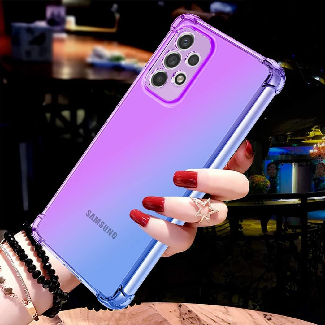 For Galaxy A53 5G Case, Samsung A53 5G Clear Cute Gradient Phone Case Slim anti Scratch Flexible TPU Cover Shockproof Protective Case for Samsung Galaxy A53 5G (Purple/Blue)