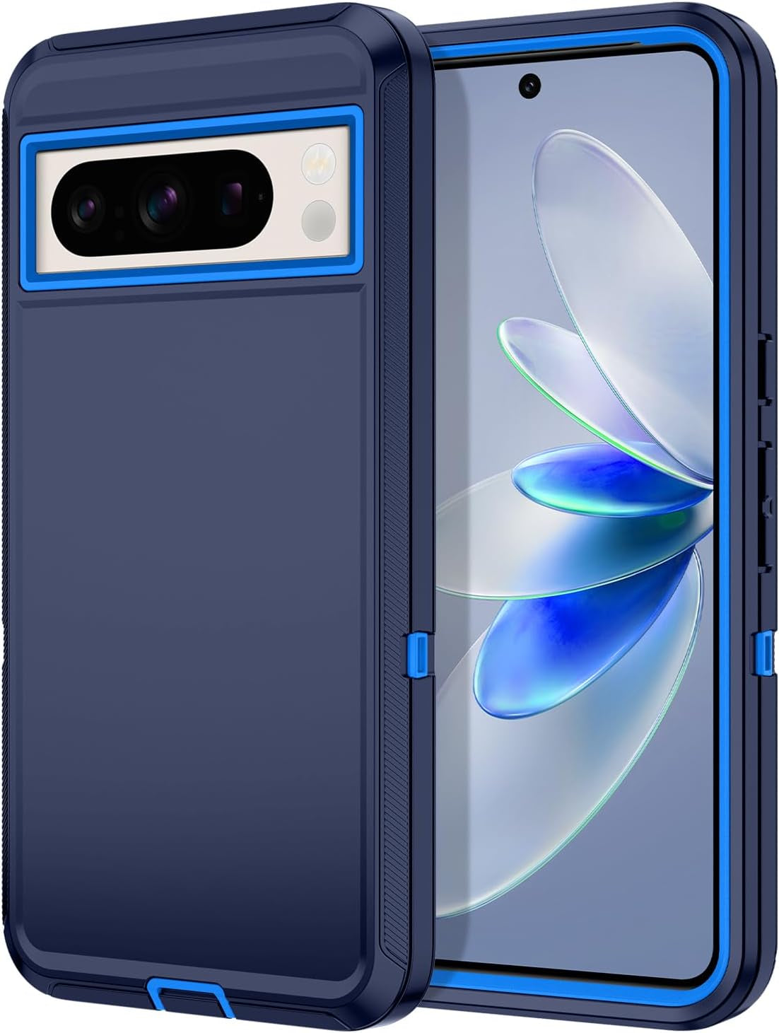 Hucasok for Google Pixel 8 Case Shockproof Rugged Full Body Protection Scratch Resistant Heavy Duty Dust/Drop Proof 3-Layer Durable Cover Case for Google Pixel 8 6.2 Inch,Navy Blue  Hucasok Navy Blue Google Pixel 8 Pro 6.7 Inch 