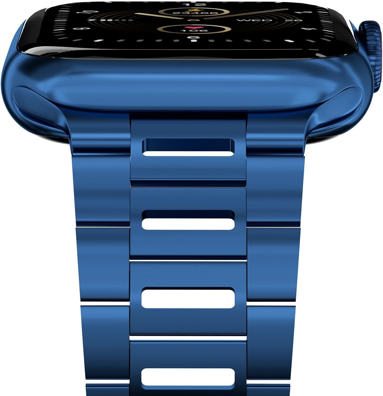 Finestone Metal Band for Apple Watch - Stainless Steel Apple Watch Band Compatible with Apple Watch 41Mm 40Mm 38Mm - Slim Hollow-Out Design Strap for Iwatch Series 9/8/7/6/5/4/3/2/1 SE Women Men Blue