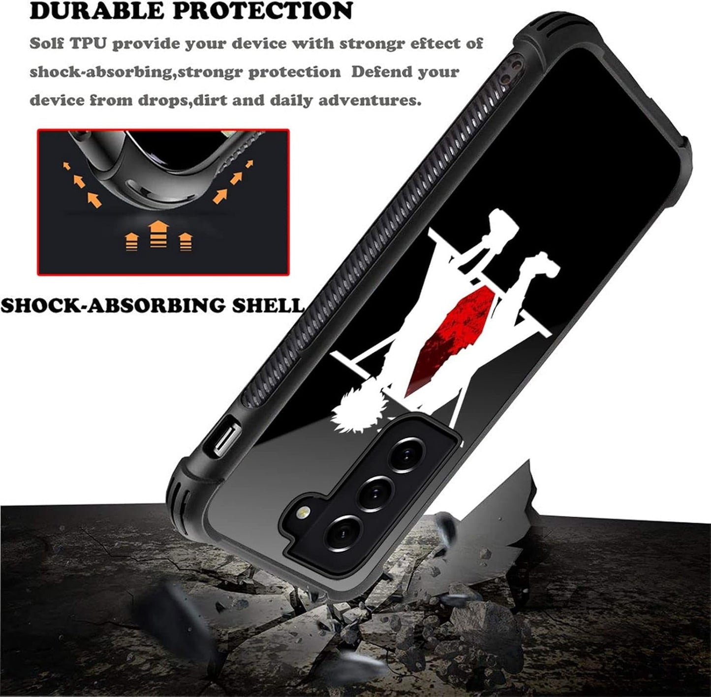 Compatible with Samsung Galaxy S22 plus Case,Red Love Anime Pattern Design Shockproof Non-Slip Case for Samsung Galaxy S22 Plus