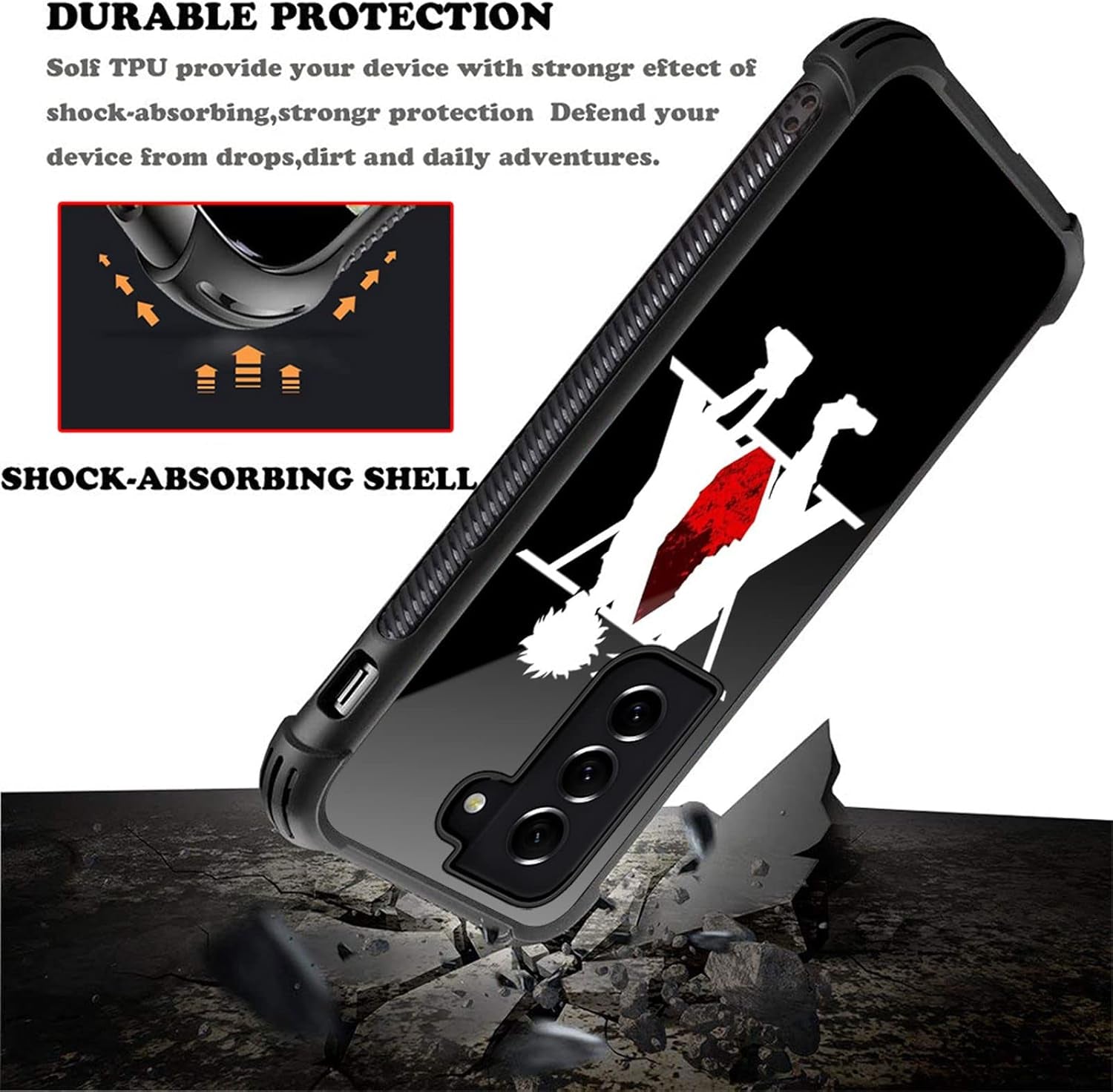 Compatible with Samsung Galaxy S22 plus Case,Red Love Anime Pattern Design Shockproof Non-Slip Case for Samsung Galaxy S22 Plus