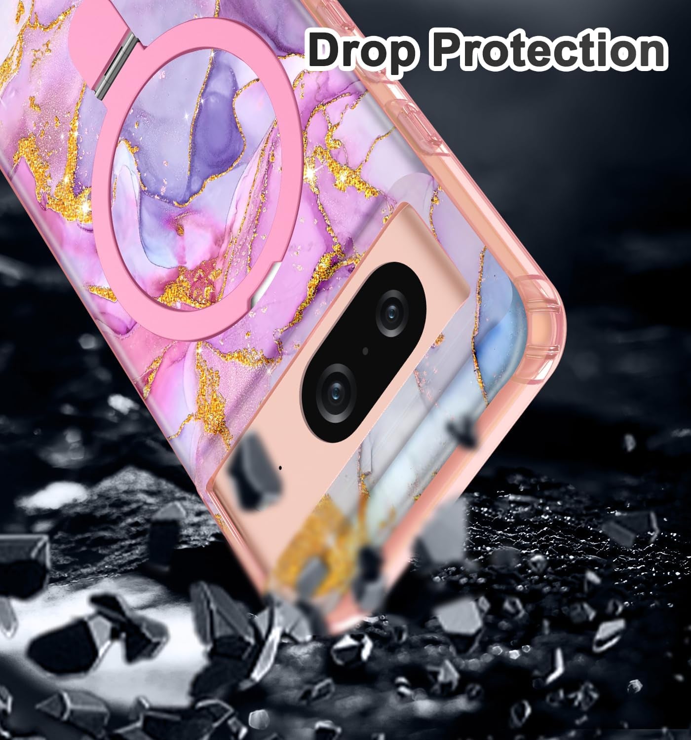 Lamcase Magnetic for Google Pixel 8 Case with Ring Stand [Compatible with Magsafe], Hard PC Slim Full Body Drop Protective Women Girls Men Phone Case for Google Pixel 8, Pink  Lamcase   