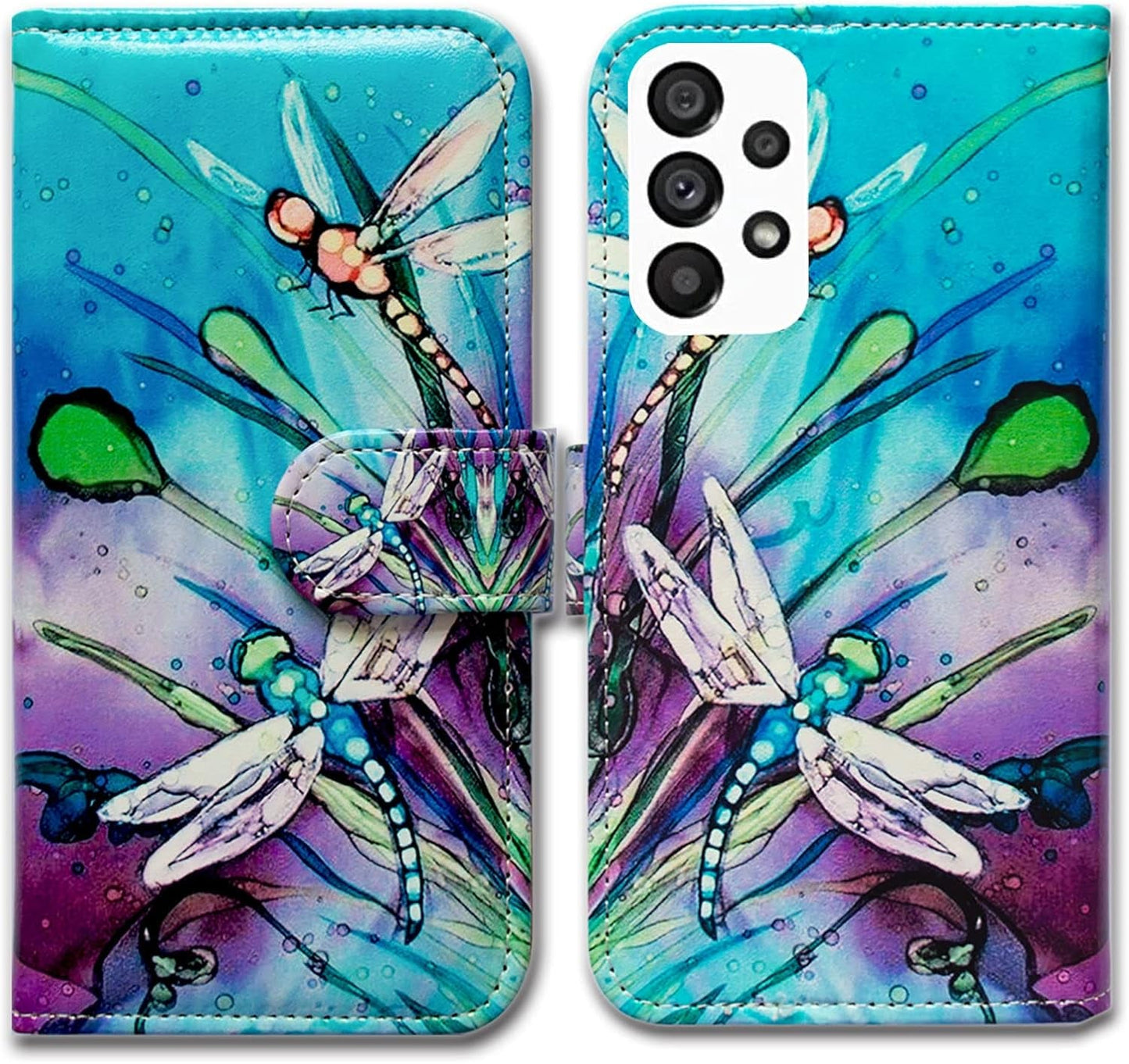 Bcov Galaxy A53 Case, Black Bird Green Leather Flip Phone Case Wallet Cover with Card Slot Holder Kickstand for Samsung Galaxy A53 5G