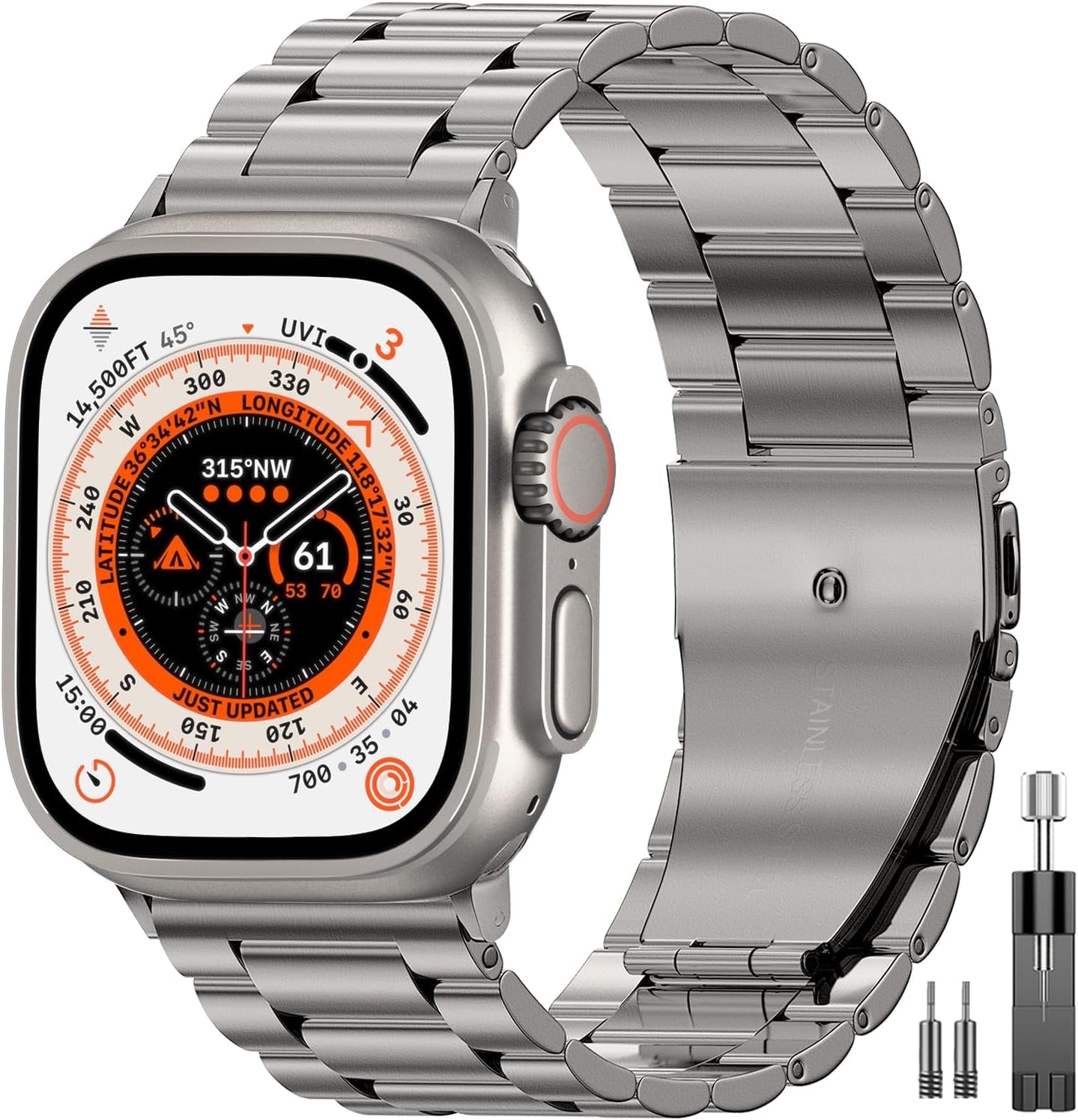 EPULY Compatible with Apple Watch Band 49Mm 45Mm 44Mm 42Mm 41Mm 40Mm 38Mm, Business Stainless Steel Metal Watchband for Iwatch Band Series 9, Ultra 2, SE, Ultra Series 8 7 6 5 4 3 2 1 Men & Women